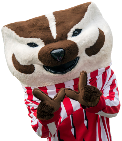 Bucky Badger - Mascot of Wisconsin Athletics - Making a 'W' With His Paws